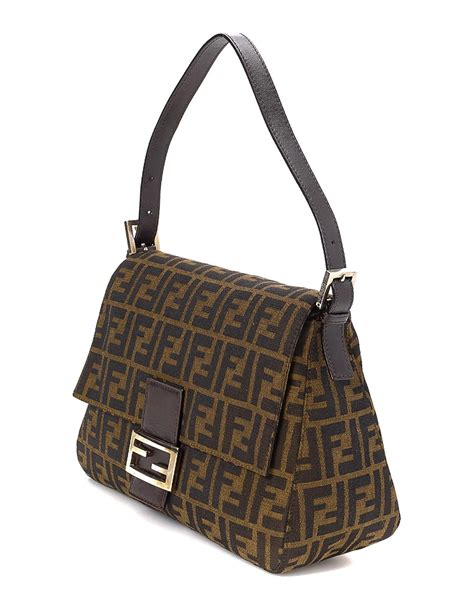 fendi zucca canvas leather shoulder bag purse asymmetric|Fendi zucca shoulder bag vintage.